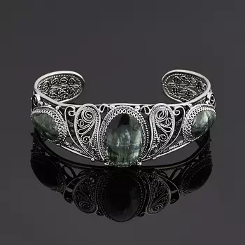 Браслет клинохлор (серафинит) (нейзильбер) 17 см