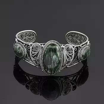 Браслет клинохлор (серафинит) (нейзильбер) 17 см