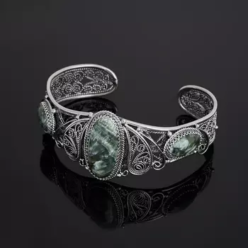 Браслет клинохлор (серафинит) (нейзильбер) 17 см