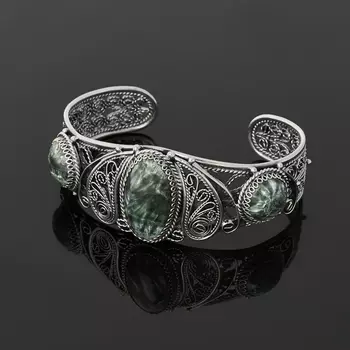 Браслет клинохлор (серафинит) (нейзильбер) 17 см