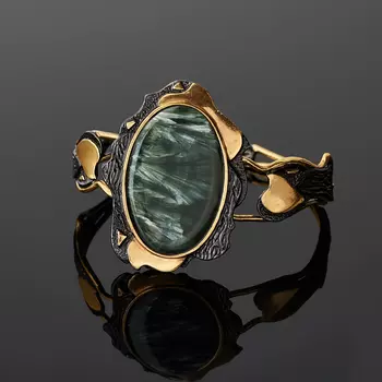 Браслет клинохлор (серафинит) (серебро 925 пр. позолота, родир. черн.) 18 см (+3 см)