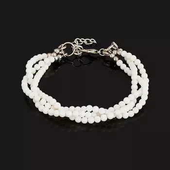 Браслет коралл белый (биж. сплав) 3 мм 17 см (+3 см)