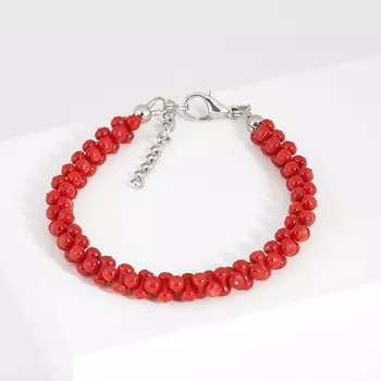 Браслет коралл красный 17 см (+3 см) (биж. сплав)