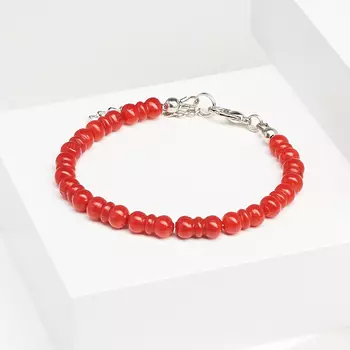 Браслет коралл красный (биж. сплав) 16 см (+3 см)