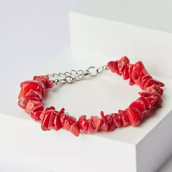 Браслет коралл красный (биж. сплав) 16 см (+3 см)