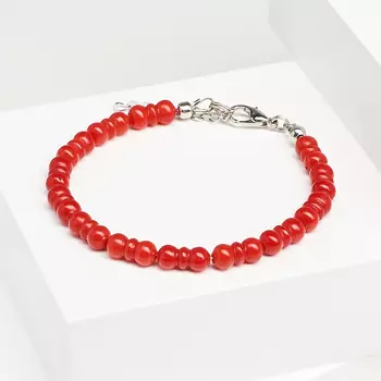 Браслет коралл красный (биж. сплав) 17 см (+3 см)