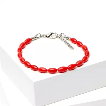 Браслет коралл красный (биж. сплав) 17 см (+3 см)