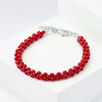 Браслет коралл красный (биж. сплав) 17 см (+3 см)