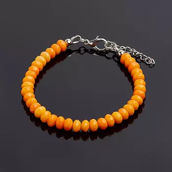 Браслет коралл оранжевый огранка 5,5-6 мм 16 см (+3 см) (биж. сплав)