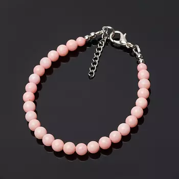 Браслет коралл розовый (биж. сплав) 6 мм 17 см (+3 см)