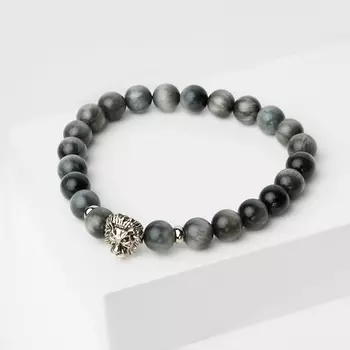 Браслет кошачий глаз (кварцевый) 8 мм 18 см (биж. сплав)