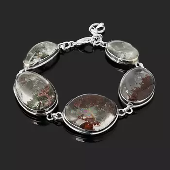 Браслет кварц с хлоритом (нейзильбер) 17 см (+2 см)