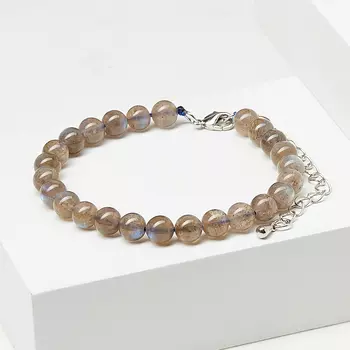 Браслет лабрадор (биж. сплав) 6 мм 16 см (+3 см)