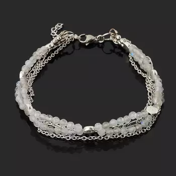 Браслет лабрадор (биж. сплав, сталь хир.) (на ногу) огранка 4 мм 24 см (+3 см)