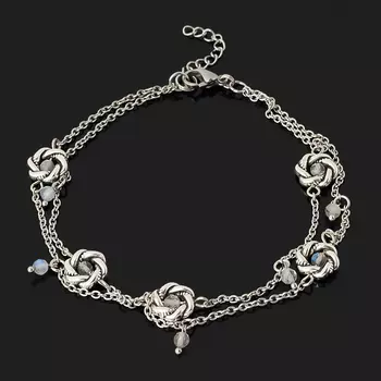 Браслет лабрадор (биж. сплав, сталь хир.) (на ногу) огранка 4 мм 25 см (+3 см)