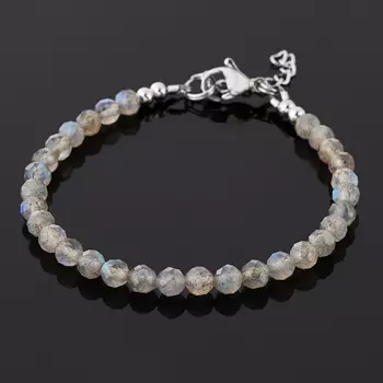 Браслет лабрадор (биж. сплав, сталь хир.) огранка 4 мм 16 см (+3 см)