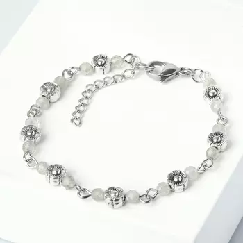 Браслет лабрадор (биж. сплав, сталь хир.) огранка 4 мм 17 см (+3 см)