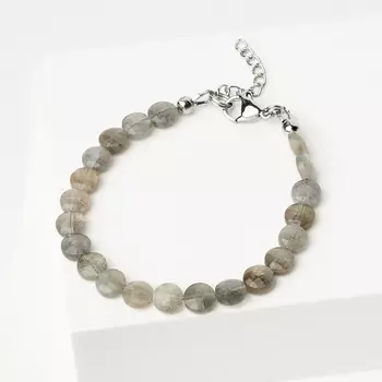 Браслет лабрадор (биж. сплав, сталь хир.) огранка 6 мм 16 см (+3 см)