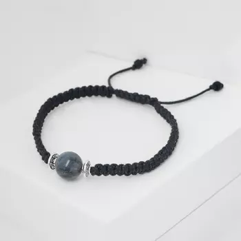 Браслет лабрадор (биж. сплав, текстиль) шамбала 10 мм 16 см (регулируемый)