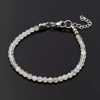 Браслет лабрадор огранка 4 мм 16 см (+3 см) (сталь хир., биж. сплав)