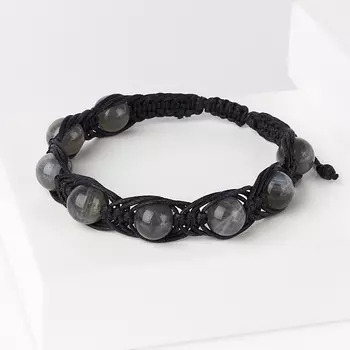 Браслет лабрадор (текстиль) шамбала 10 мм 16 см (регулируемый)