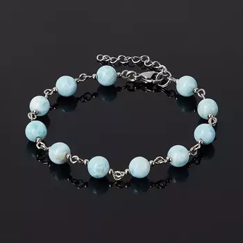 Браслет ларимар нская Республика (биж. сплав, сталь хир.) 7 мм 17 см (+3 см)