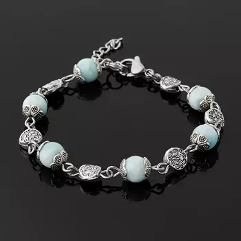 Браслет ларимар нская Республика (биж. сплав, сталь хир.) 7 мм 17 см (+3 см)