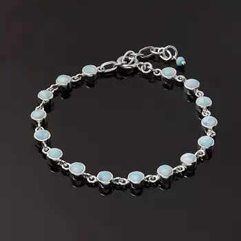 Браслет ларимар нская Республика (серебро 925 пр.) 5 мм 18 см (+3 см)