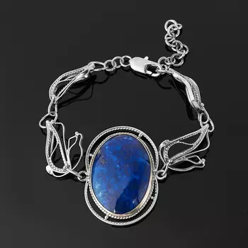 Браслет лазурит 16 см (+3 см) (нейзильбер)