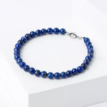 Браслет лазурит (биж. сплав) 5 мм 17 см