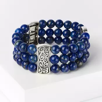 Браслет лазурит (биж. сплав) 8 мм 17 см