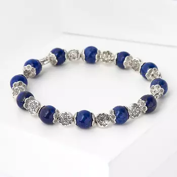 Браслет лазурит (биж. сплав) 8 мм 17 см