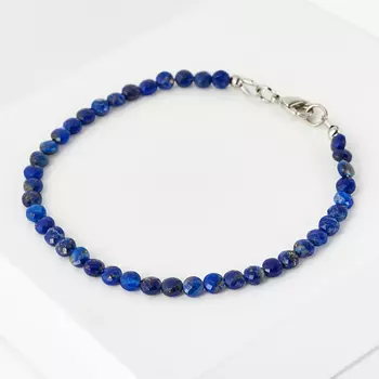 Браслет лазурит (биж. сплав) огранка 4 мм 18 см