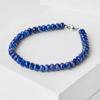 Браслет лазурит (биж. сплав) огранка 5 мм 17 см