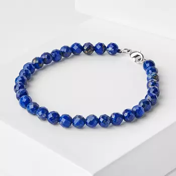 Браслет лазурит (биж. сплав) огранка 5 мм 17 см