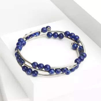 Браслет лазурит (биж. сплав) пружина 5 мм 17 см (регулируемый)