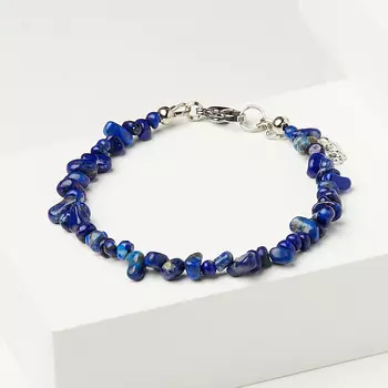 Браслет лазурит (биж. сплав, сталь хир.) 16 см (+3 см)