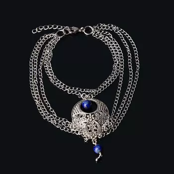 Браслет лазурит (биж. сплав, сталь хир.) (на ногу) 7 мм 20 см (+3 см)