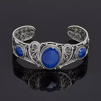 Браслет лазурит (нейзильбер) 16 см