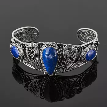 Браслет лазурит (нейзильбер) 17 см