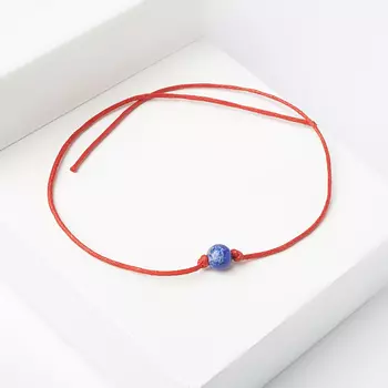 Браслет лазурит (текстиль) красная нить Для репутации 6 мм 28 см (регулируемый)