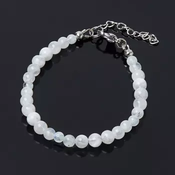 Браслет лунный камень 17 см (+3 см) (хир. сталь)