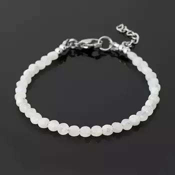 Браслет лунный камень (адуляр) (биж. сплав, сталь хир.) огранка 4 мм 16 см (+3 см)