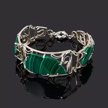 Браслет малахит (дублет) (нейзильбер) 20 см