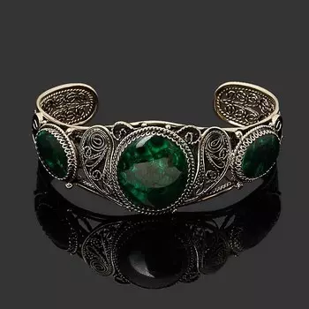 Браслет малахит (нейзильбер) 18 см