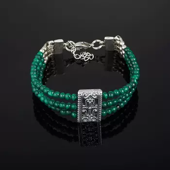 Браслет малахит (сталь хир.) 4 мм 17 см (+3 см)