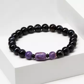 Браслет микс агат, чароит 18 см