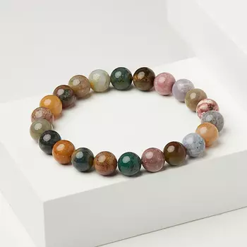 Браслет микс агат, яшма 9 мм 17 см