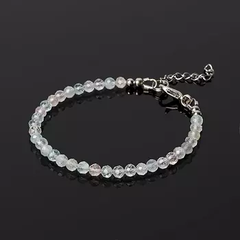 Браслет микс аквамарин, берилл (биж. сплав, сталь хир.) огранка 4 мм 17 см (+3 см)