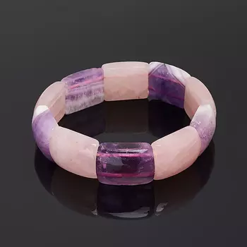 Браслет микс аметист, розовый кварц 18 см